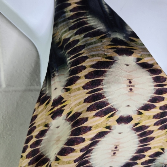 Lavender Brown Mosaic Scarf Print Racerback Tank Silk Dress - Picture 6 of 11